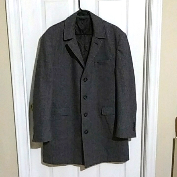 Unbranded Other - - Mens Gray Business Career Tweed Herrinbone  jacket Coat Size 44 R Wool Blend